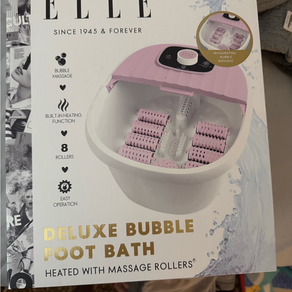 Elle Heated Bubble Foot Bath in Pink and White